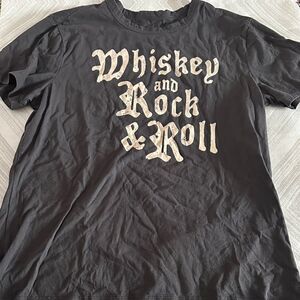 Chaser Men’s XL Graphic Tee “Whiskey and Rock & Roll” Grey T-Shirt